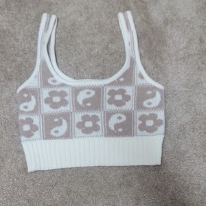 American Eagle Outfitters White and Tan Tank Top